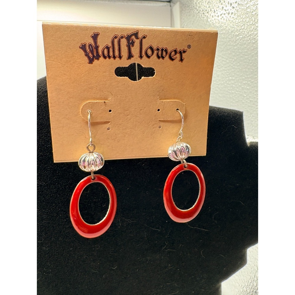 Wallflower Red and Silver Dangle Earrings